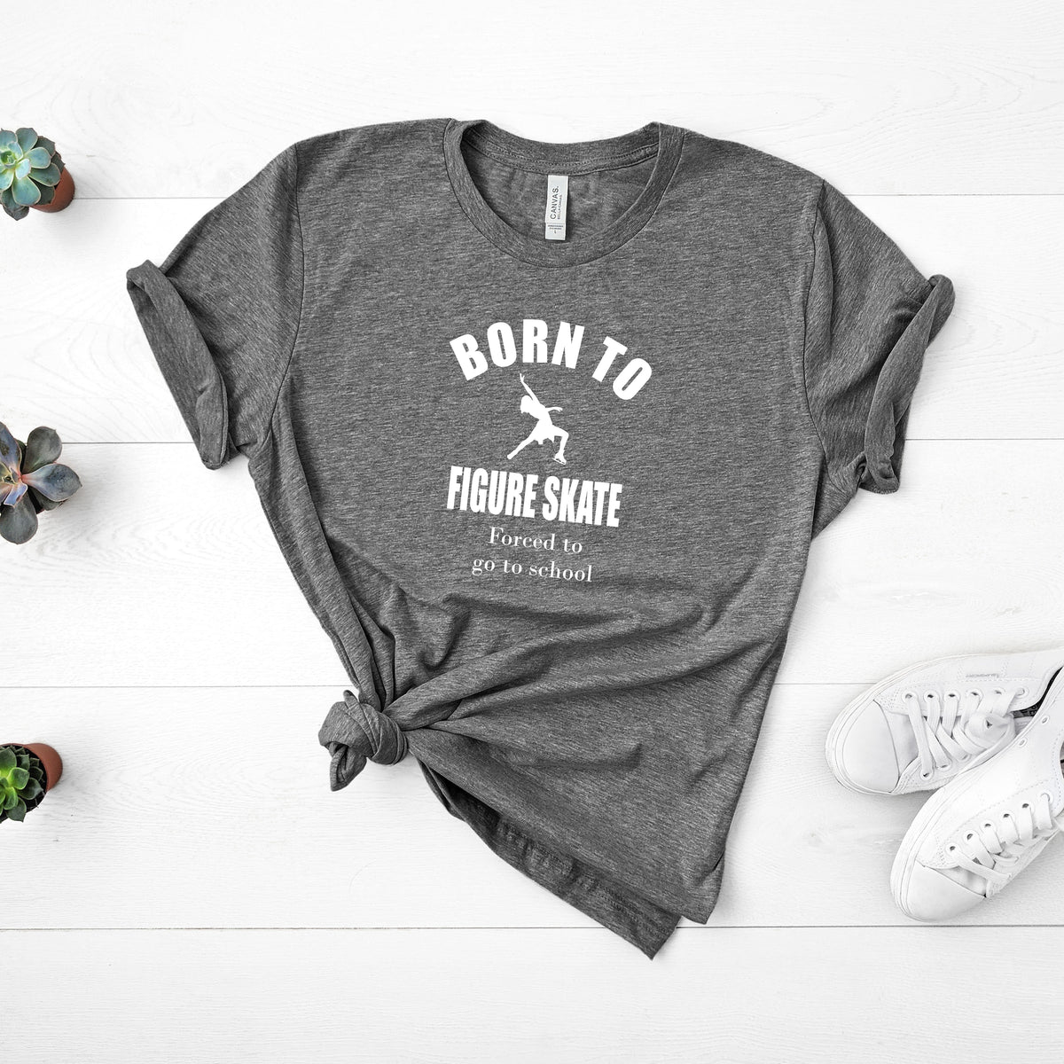 Youth T-shirt - Born To Figure Skate Forced to Go to School