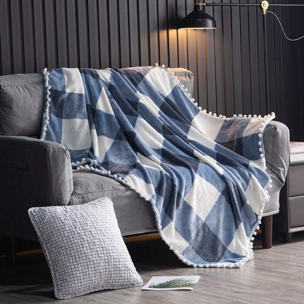 Checkered Blankets with Pom Poms