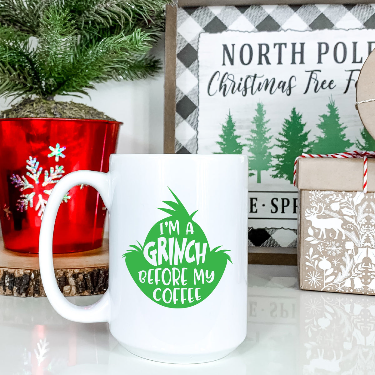Grinch Before Coffee Christmas Mug