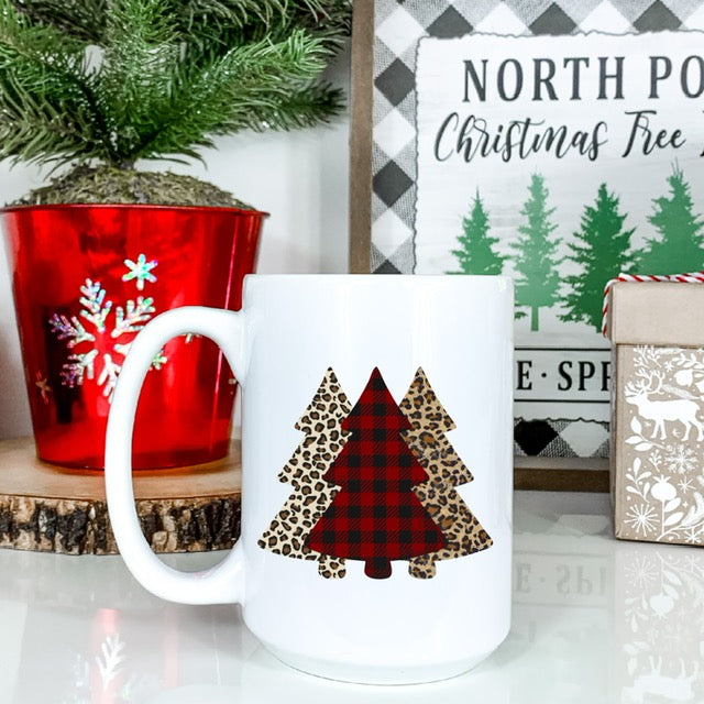 Buffalo Plaid & Leopard Tree Mug